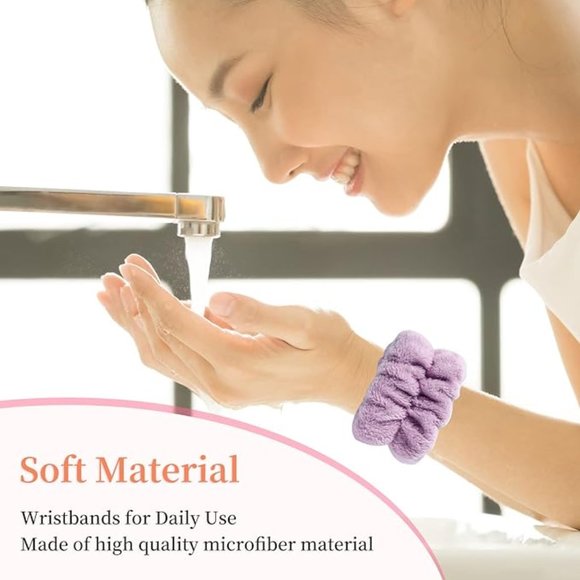 BOGOWomen's Face Washing Wristbands Wrist Towels for Washing Face 1 set(2 bands) - Picture 4 of 16